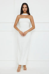 Stylish Fusion Halter Maxi Dress White