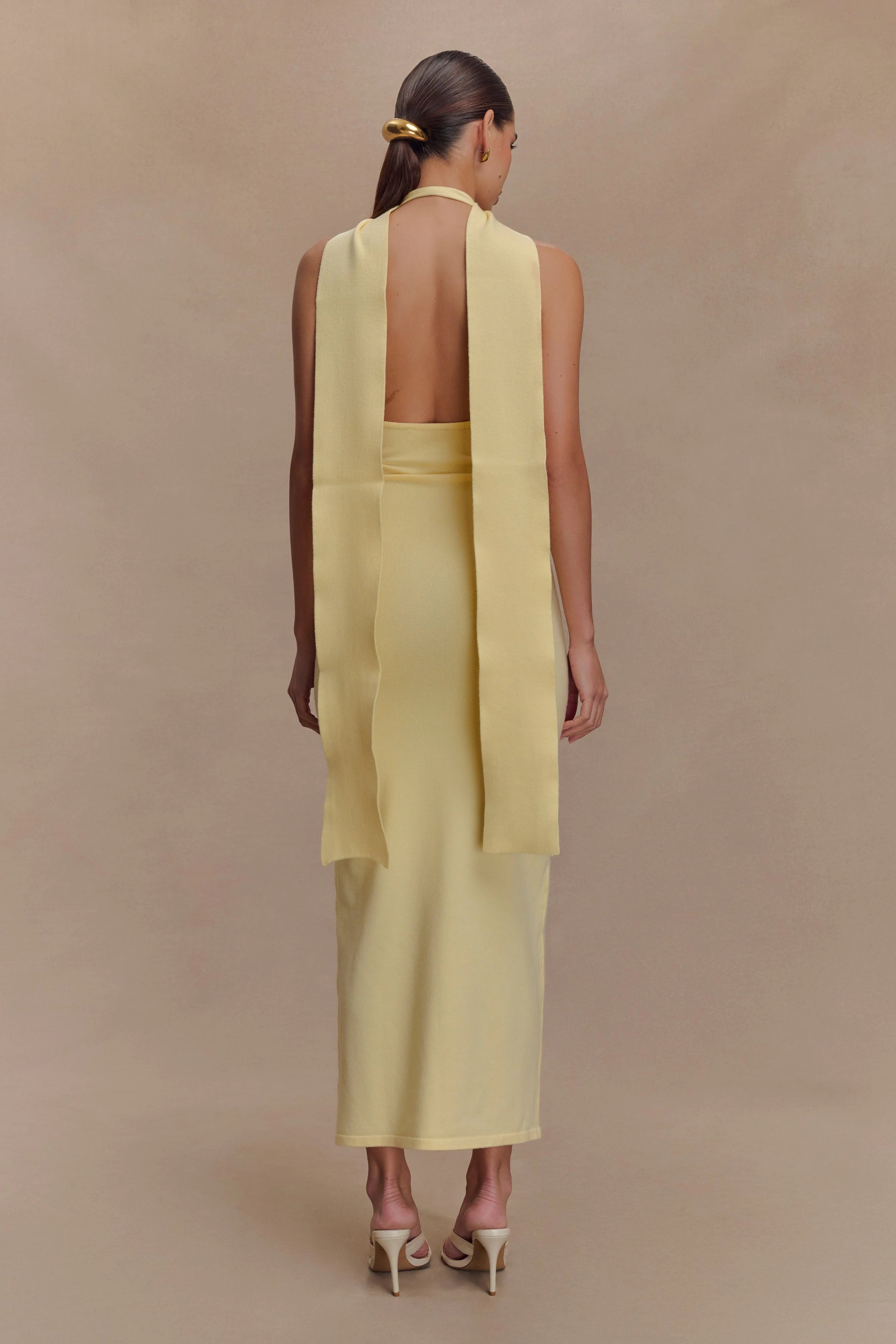 Wynn Floral Knit Midi Dress - Lemon