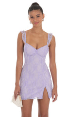 Sweetheart Neck Lace Dress in Lavender