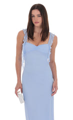Tassel Strap Maxi Dress in Light Blue