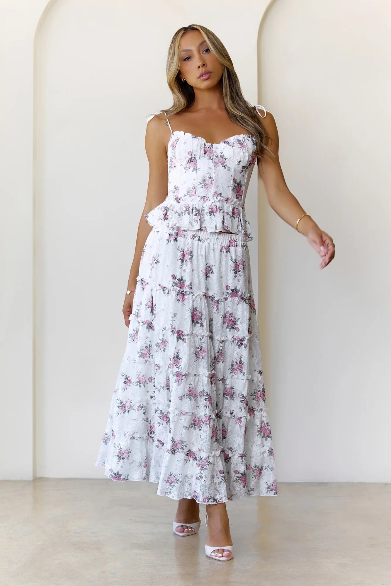 Strawberry Picking Maxi Skirt Pink