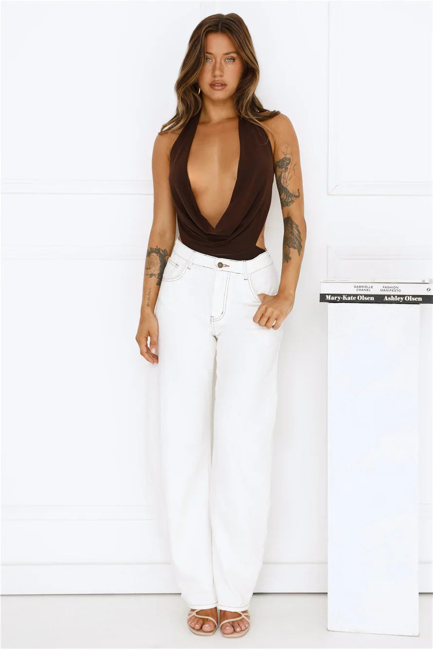 Style Stunner Halter Bodysuit Brown