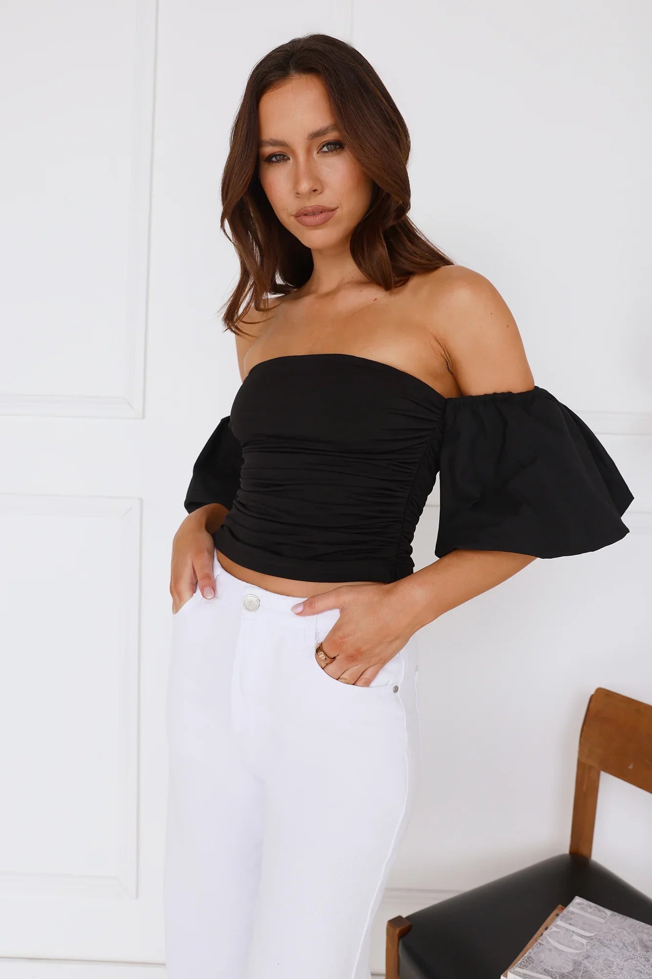 Trendsetter Style Off Shoulder Top Black