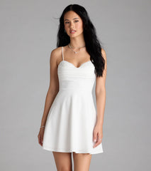 Sultry Glow Sequin Lace Trim Skater Dress