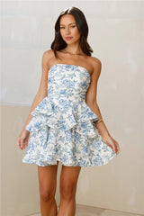 Street Style Queen Strapless Mini Dress Blue